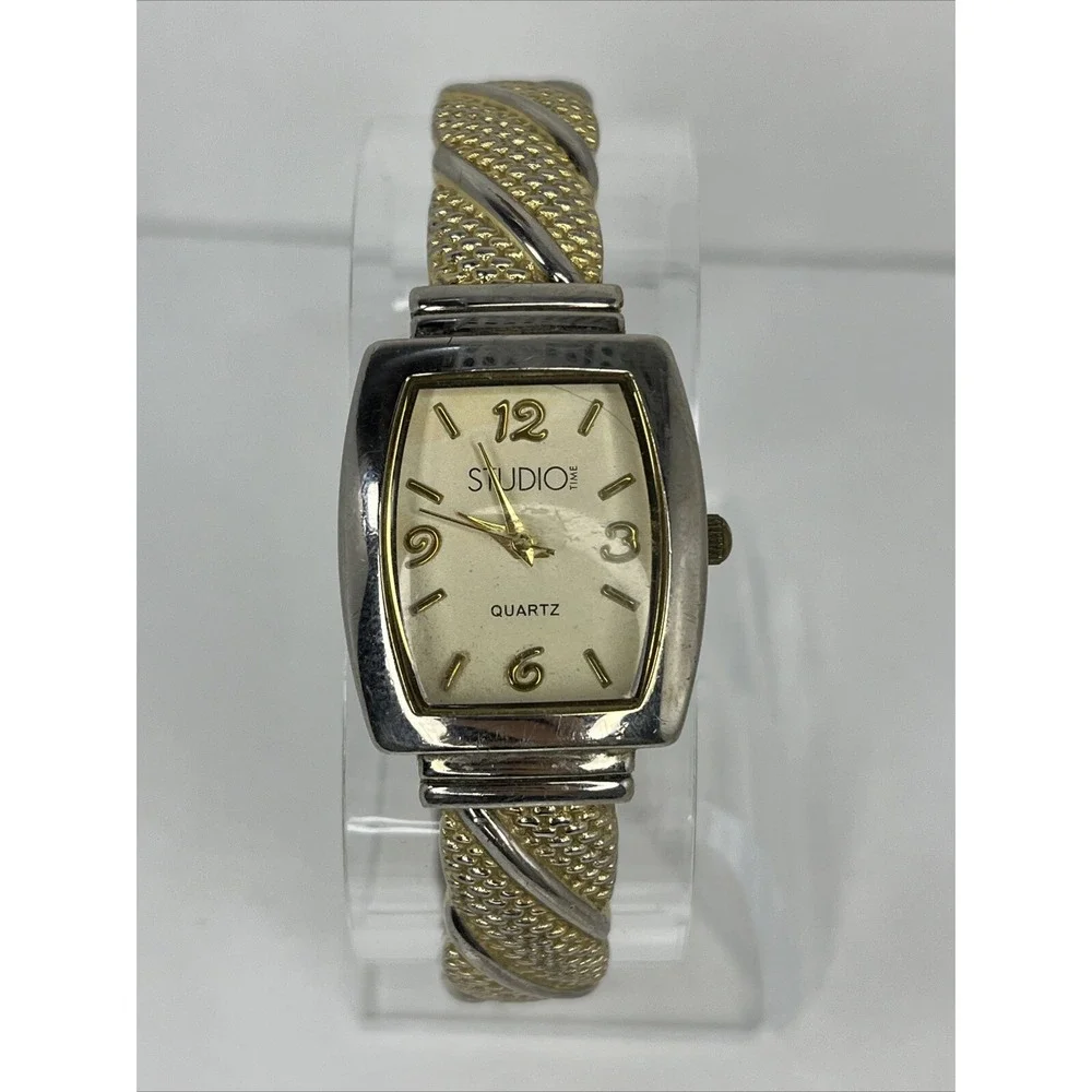Studio Time Two Tone Women's Bangle Band Watch 20mm Case- New Battery